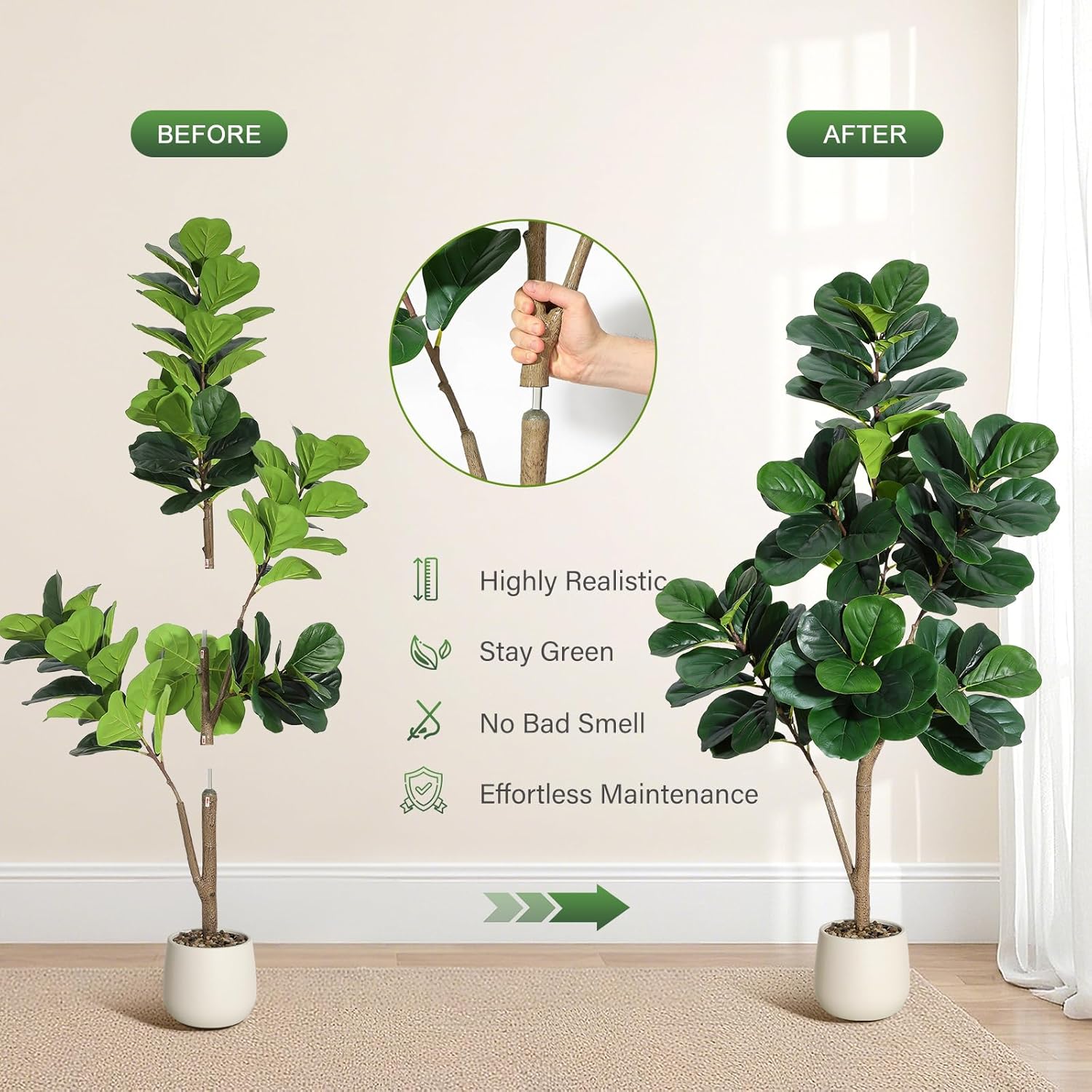 4-7 FT Fiddle Leaf Fig Tree Ar – Ficus Lyrata Tree recenzja i cena