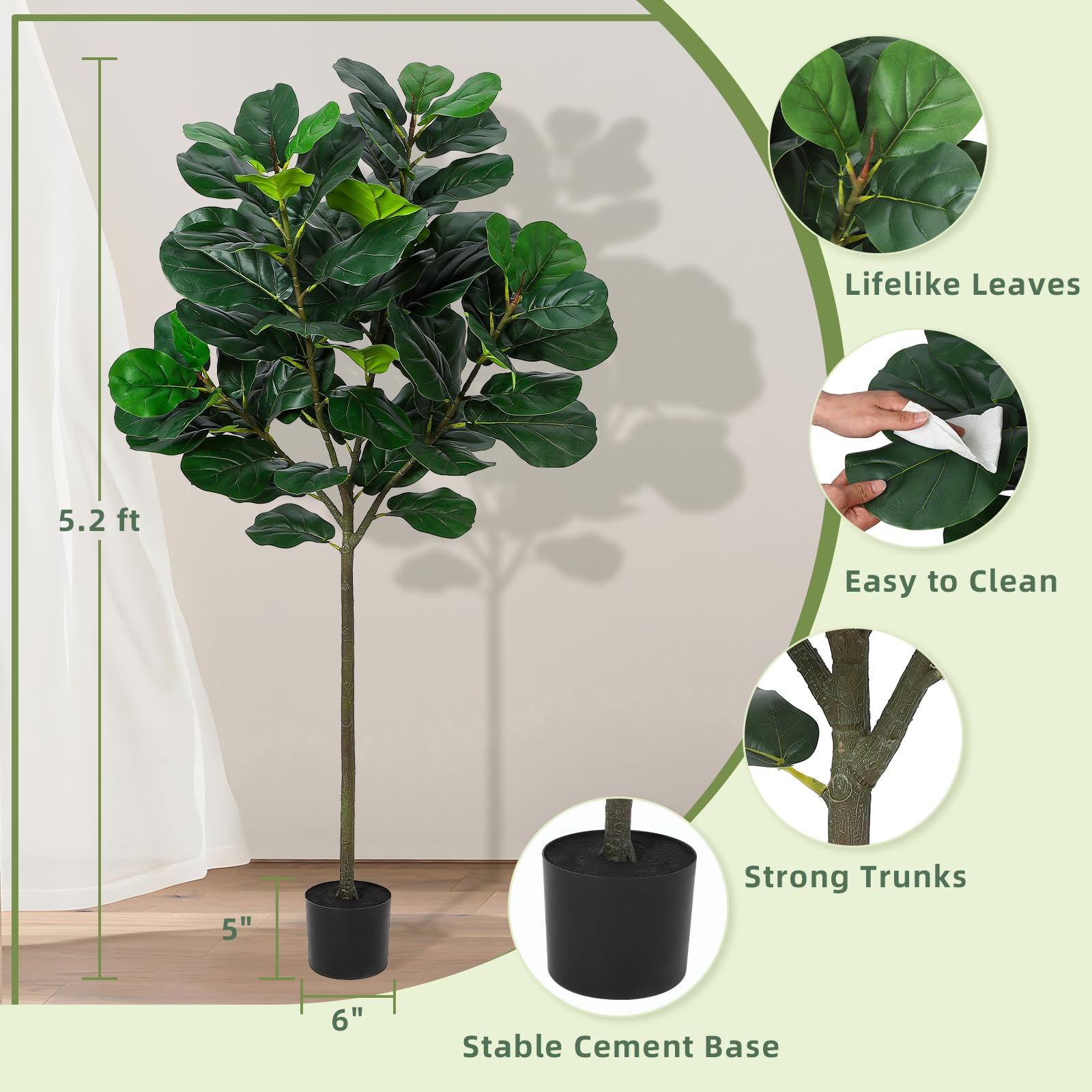 GlowSol 5.2 Ft Artificial Fidd – Ficus Lyrata Tree recenzja i cena